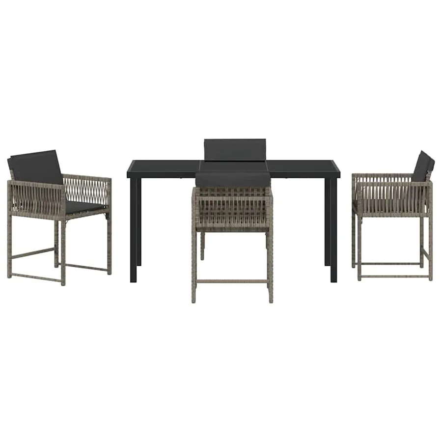 Ensemble de salle à manger pour jardin 5 pcs Gris polyrotin - 7
