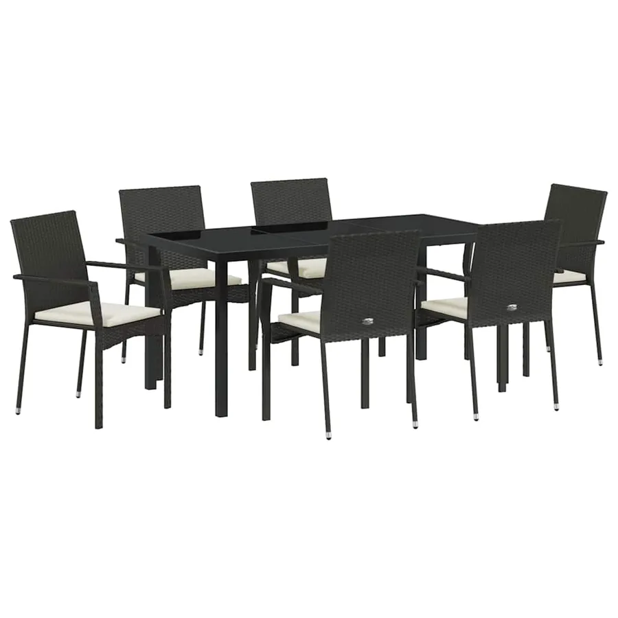 Ensemble de salle à manger pour jardin 7 pcs Noir polyrotin - 2