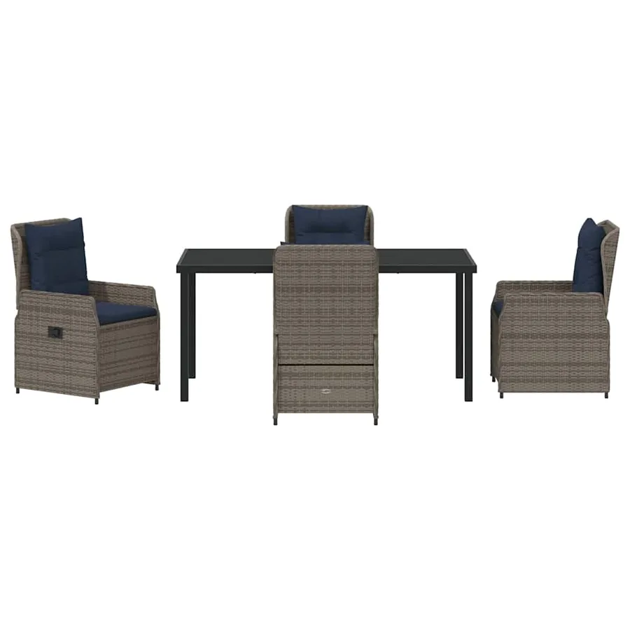 Ensemble de salle à manger pour jardin 5 pcs Gris Poly rotin - 7