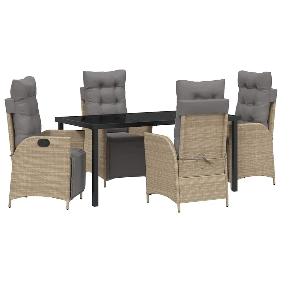Ensemble de salle à manger pour jardin 5 pcs Beige polyrotin - 2
