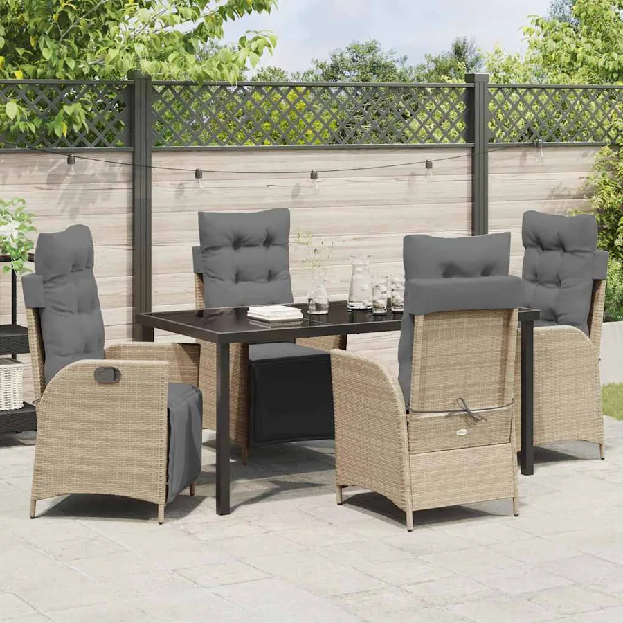 Ensemble de salle à manger pour jardin 5 pcs Beige polyrotin - 4