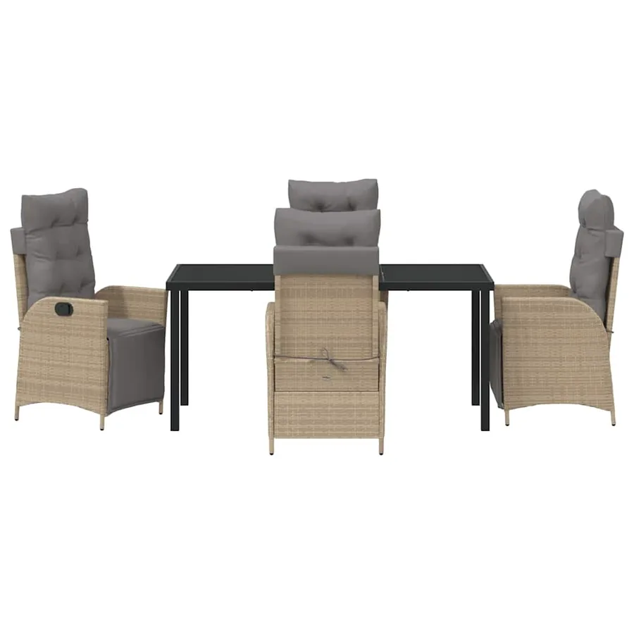 Ensemble de salle à manger pour jardin 5 pcs Beige polyrotin - 7