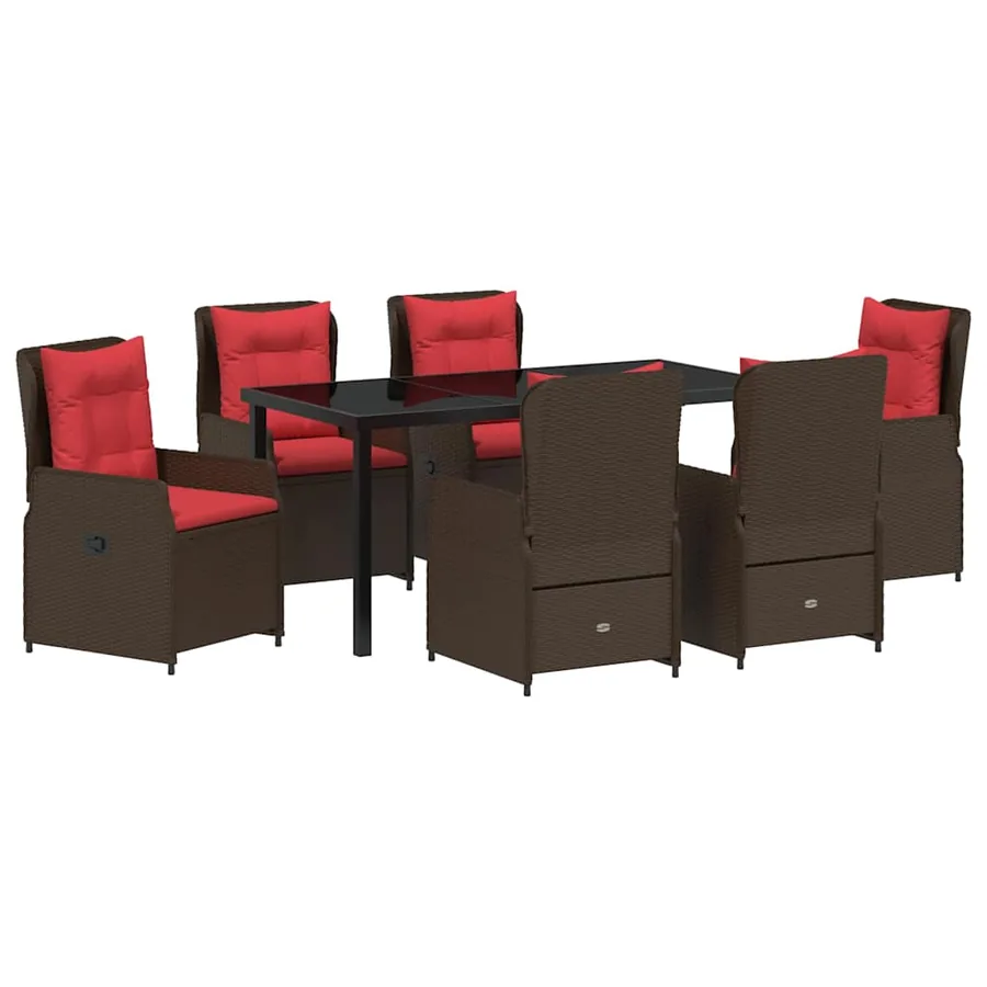 Ensemble de salle à manger pour jardin 7 pcs Marron Poly rotin - 2