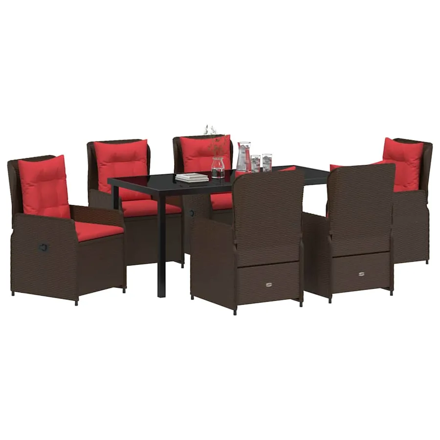 Ensemble de salle à manger pour jardin 7 pcs Marron Poly rotin - 3