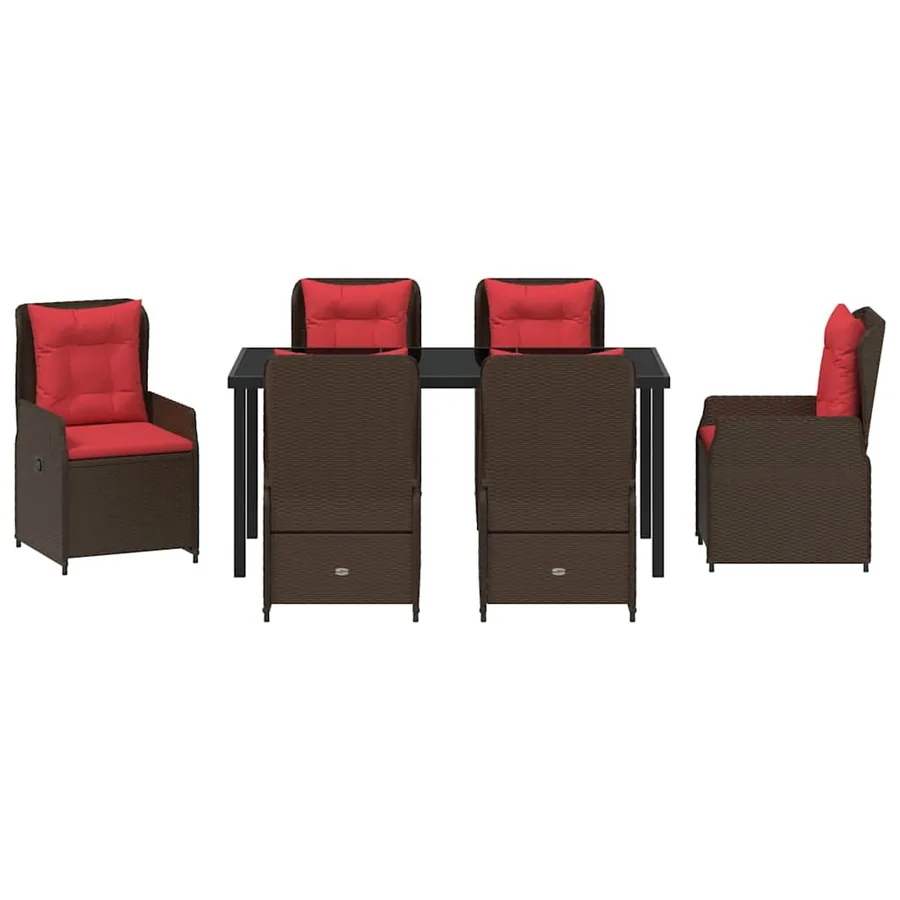 Ensemble de salle à manger pour jardin 7 pcs Marron Poly rotin - 7