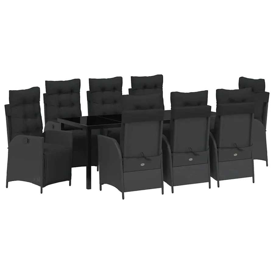 Ensemble de salle à manger pour jardin 9 pcs Noir polyrotin - 2