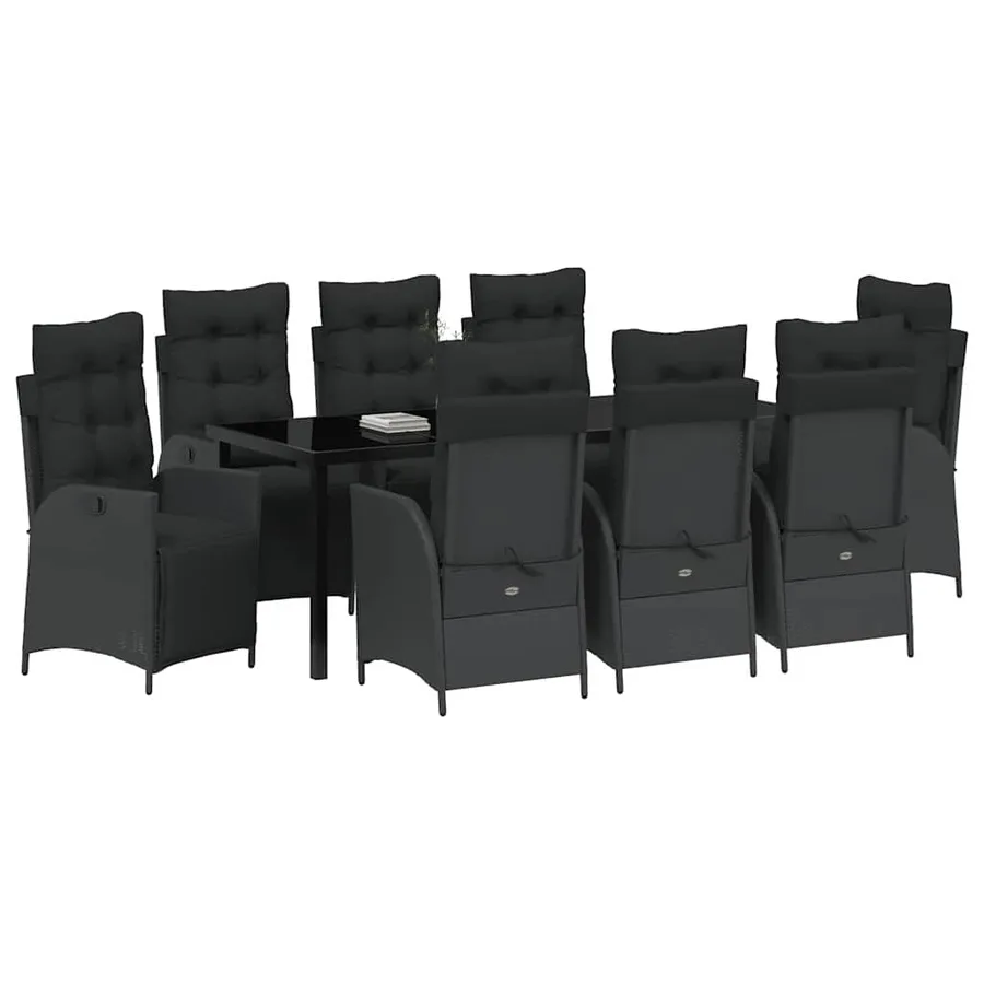 Ensemble de salle à manger pour jardin 9 pcs Noir polyrotin - 3