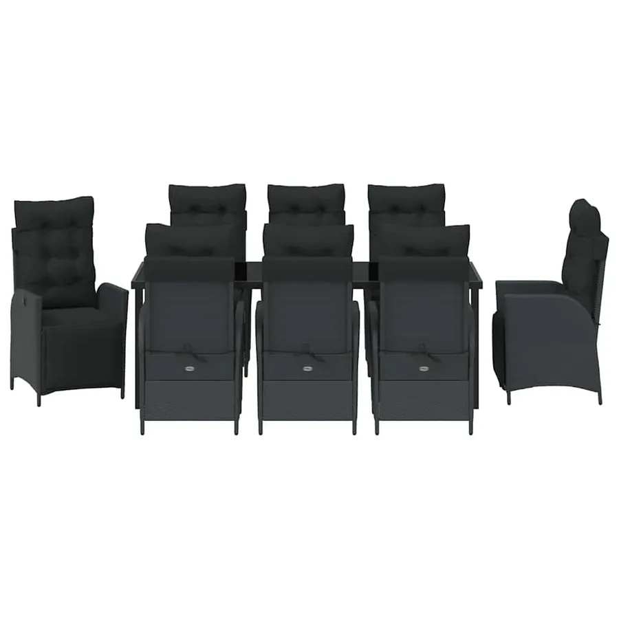 Ensemble de salle à manger pour jardin 9 pcs Noir polyrotin - 7
