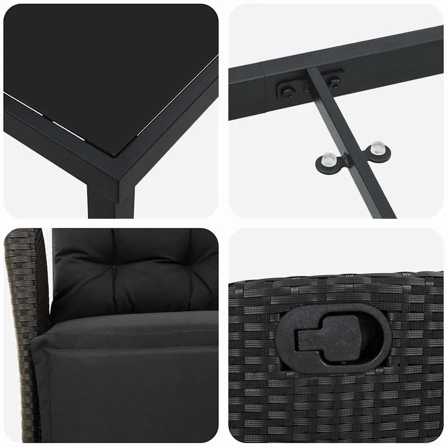 Ensemble de salle à manger pour jardin 9 pcs Noir polyrotin - 9