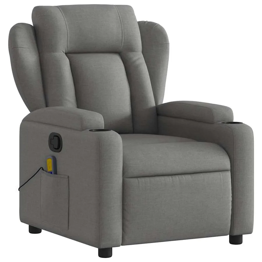 Fauteuil inclinable de massage gris foncé tissu - 3