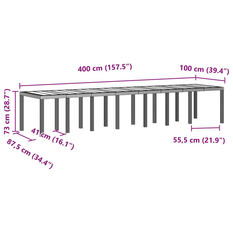 Ensemble de salle à manger de jardin avec coussins 17 pcs - 4