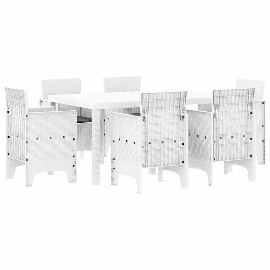 Ensemble de salle à manger pour jardin 7 pcs Blanc Rattan Polt - 2