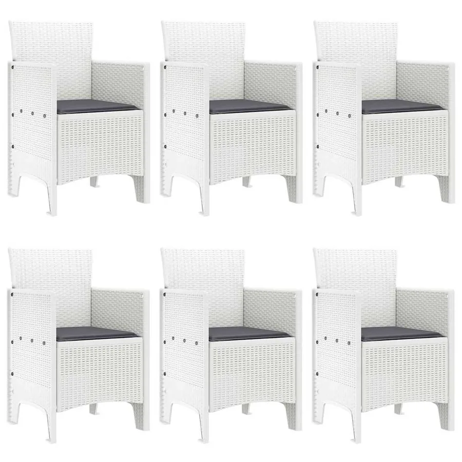 Ensemble de salle à manger pour jardin 7 pcs Blanc Rattan Polt - 4