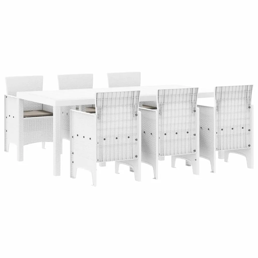 Ensemble de salle à manger pour jardin 7 pcs Blanc - 2