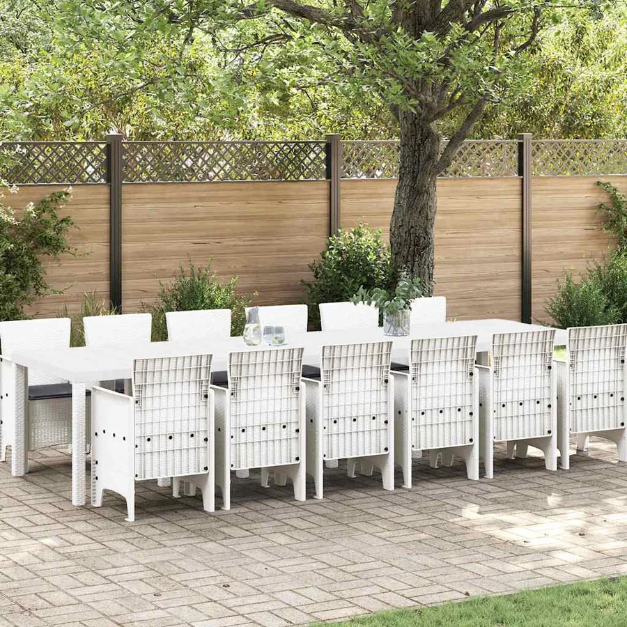 Ensemble de salle à manger pour jardin 13 pcs Blanc Rattan Polt