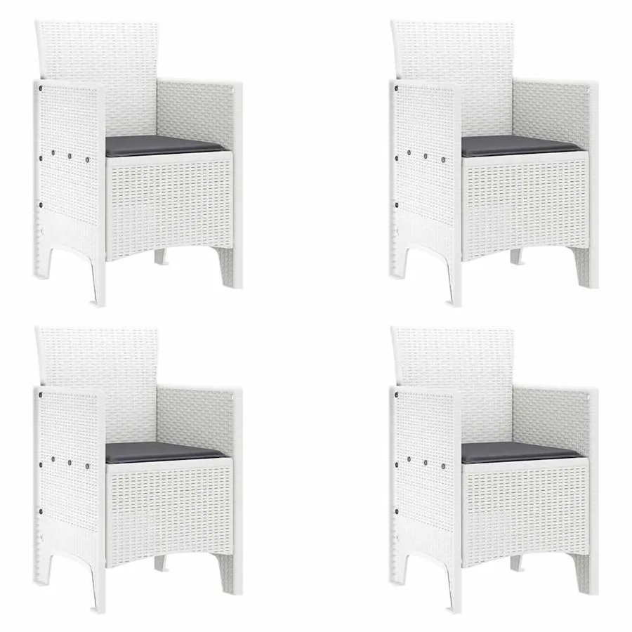 Ensemble de salle à manger pour jardin 5 pcs Blanc Rattan Polt - 4