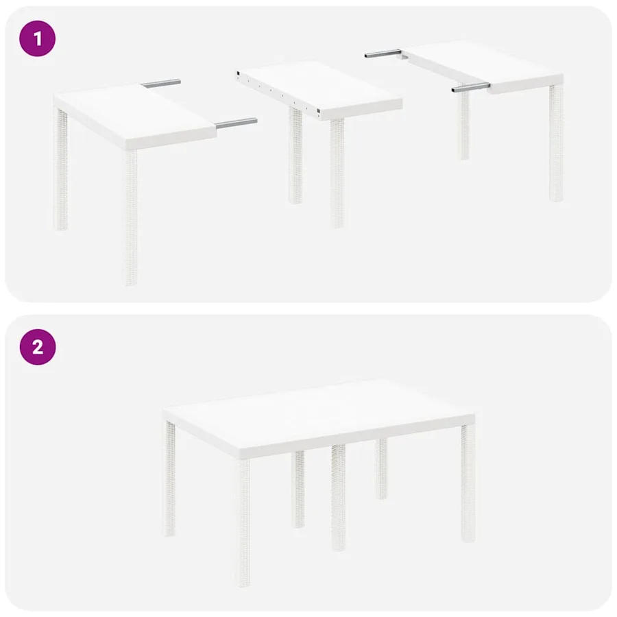 Ensemble de salle à manger pour jardin 5 pcs Blanc Rattan Polt - 9