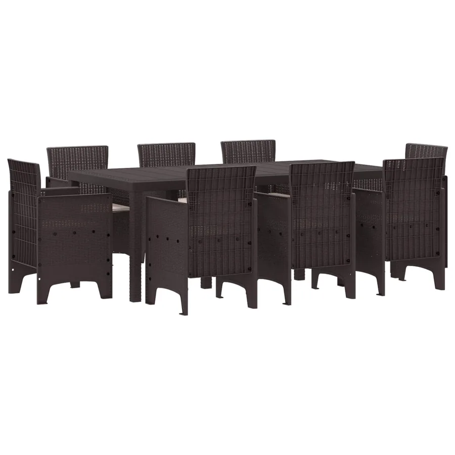 Ensemble de salle à manger pour jardin 9 pcs Marron