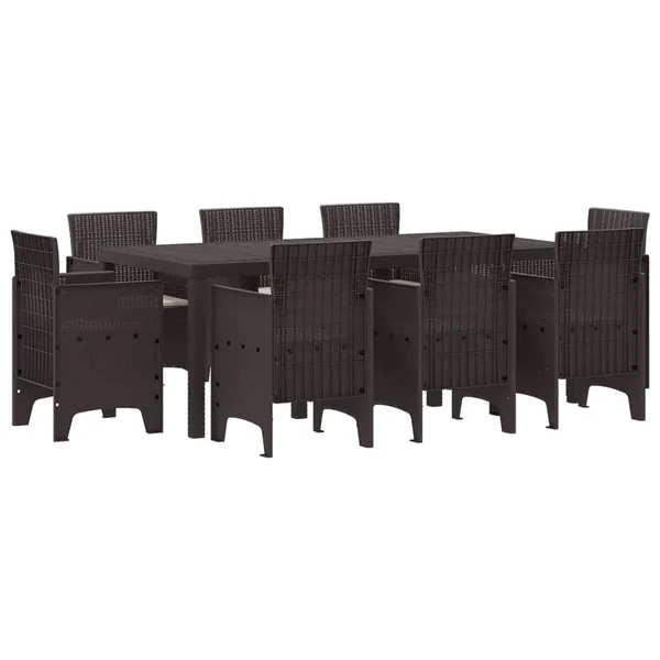 Ensemble de salle à manger pour jardin 9 pcs Marron