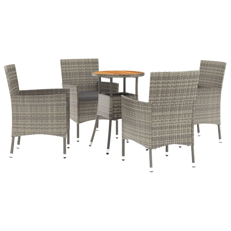 Ensemble de bistro de jardin 5 pcs coussins gris poly rotin - 2