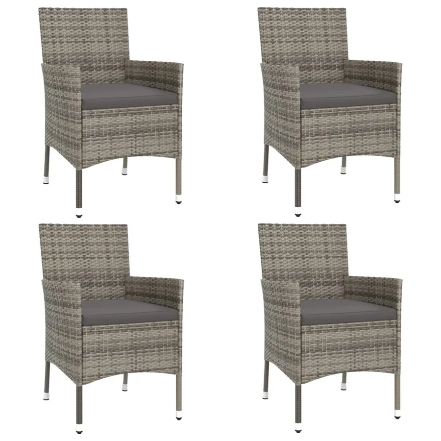 Ensemble de bistro de jardin 5 pcs coussins gris poly rotin - 3