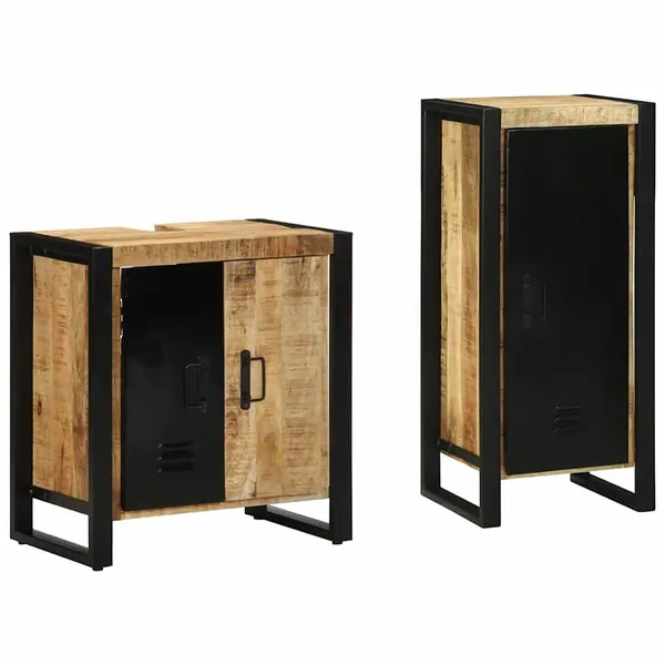 Ensemble de mobilier de salle de bain 2 pcs Marron et Noir