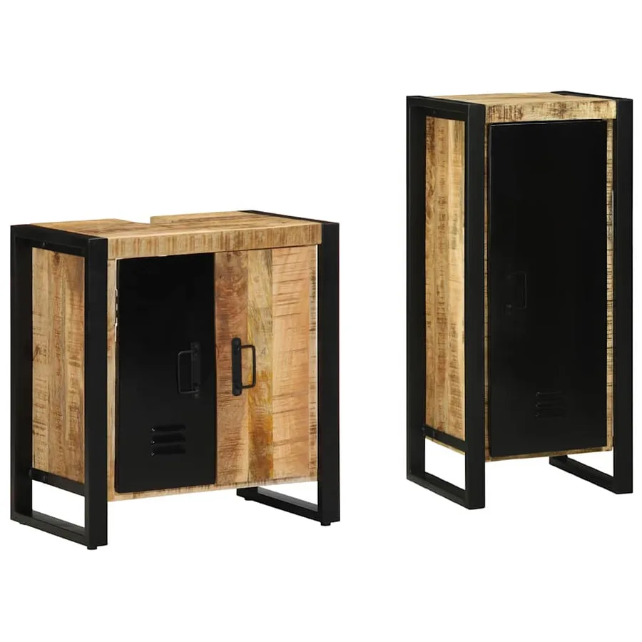 Ensemble de mobilier de salle de bain 2 pcs Marron et Noir - 3
