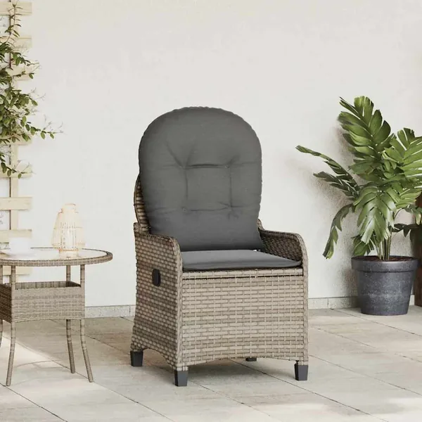 Fauteuil inclinable avec coussin Gris 56 x 66 x 95 cm polyrotin