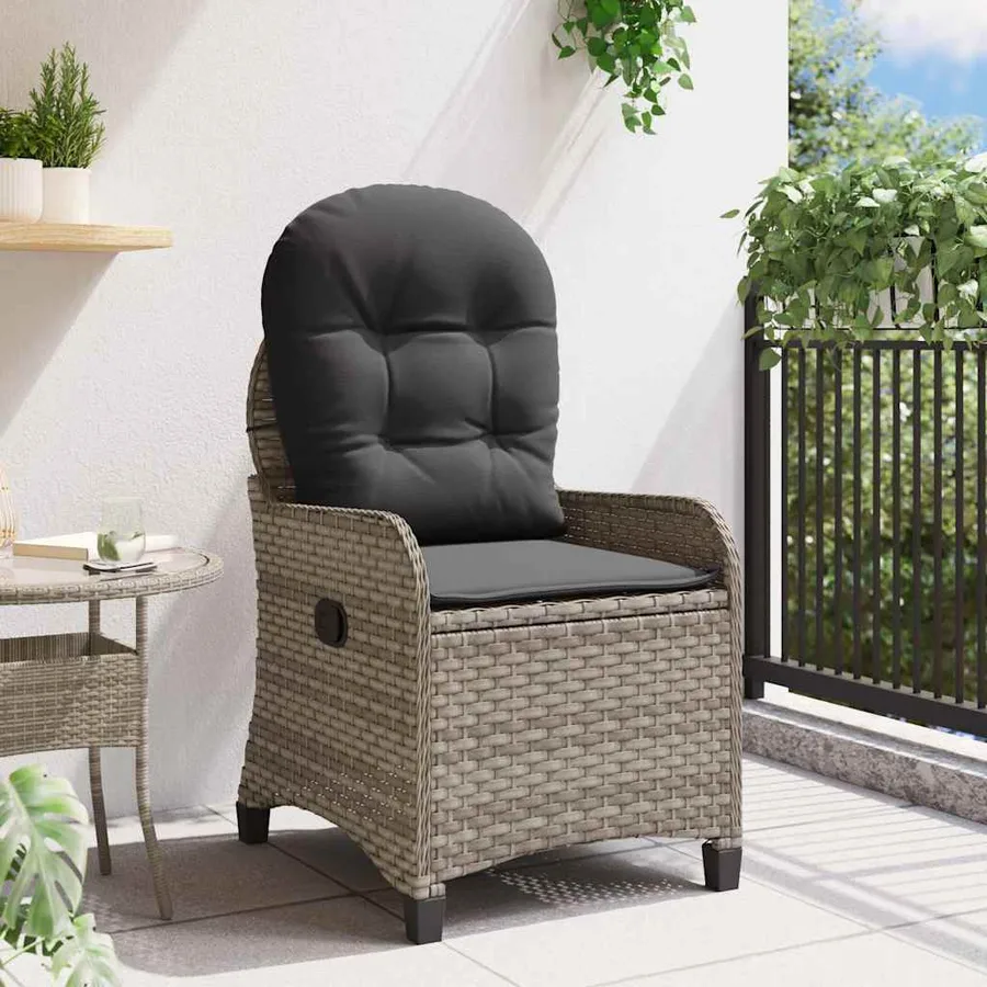 Fauteuil inclinable avec coussin Gris 56 x 66 x 95 cm polyrotin - 3