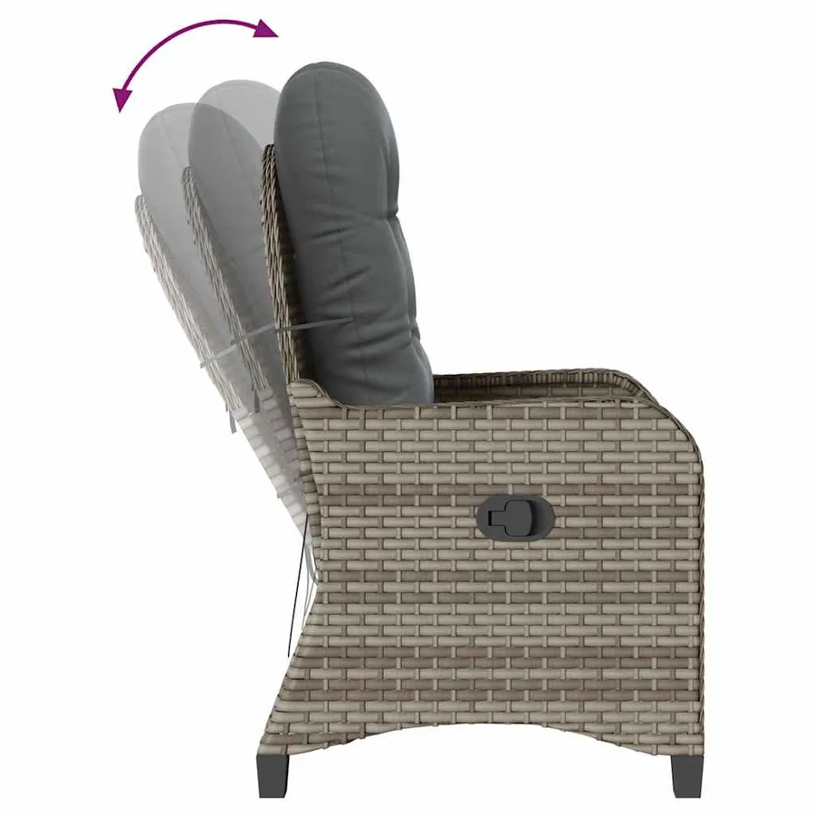 Fauteuil inclinable avec coussin Gris 56 x 66 x 95 cm polyrotin - 8