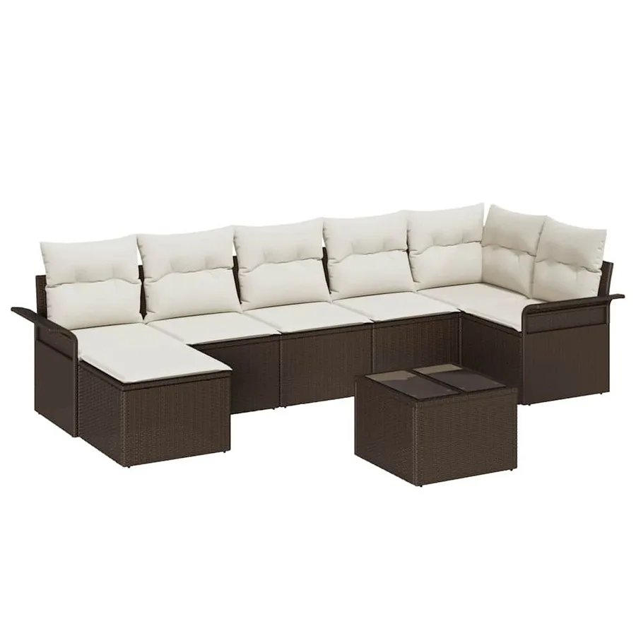 Ensemble de canapé de jardin 8 pcs Marron Poly rotin - 2