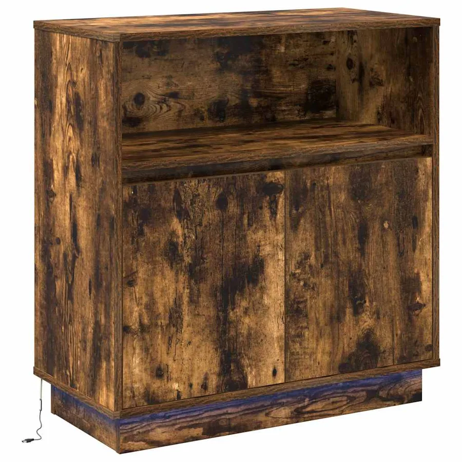 Buffet LED Chêne fumé 71 x 34,5 x 75 cm Bois d'ingénierie - 2