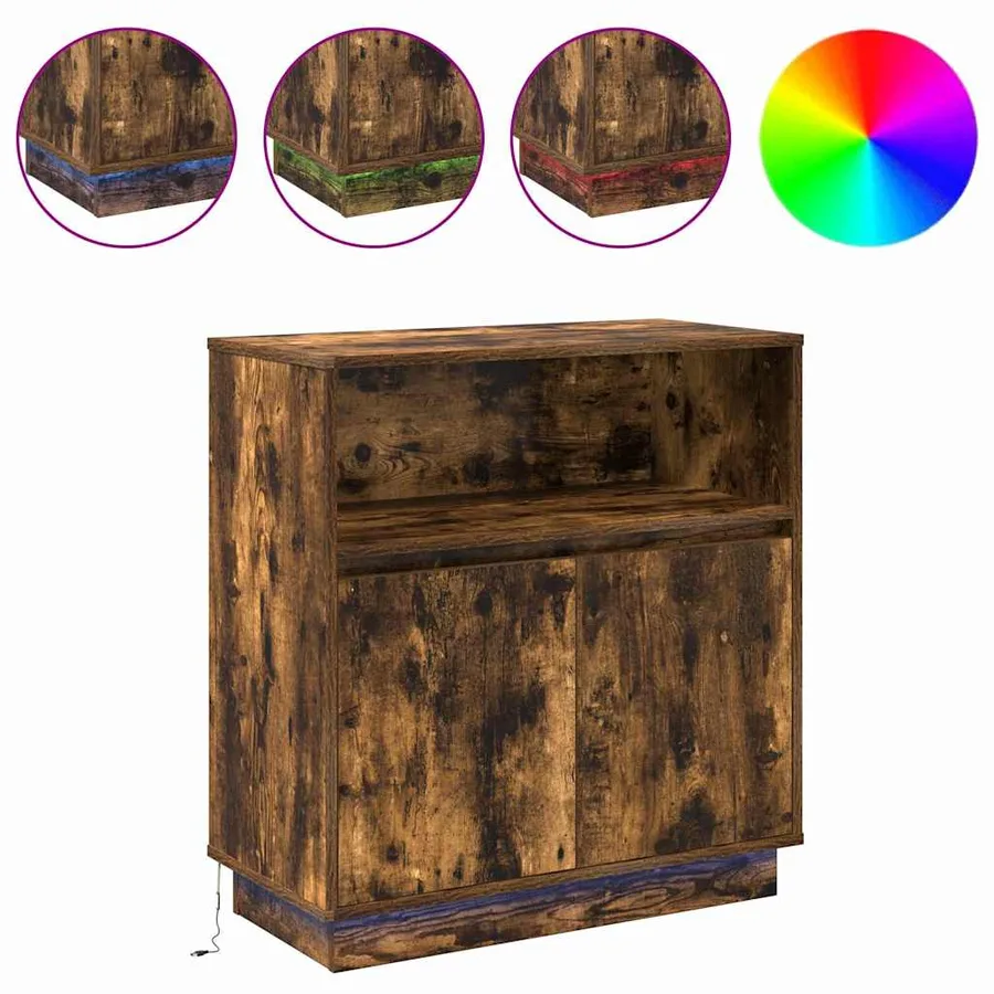 Buffet LED Chêne fumé 71 x 34,5 x 75 cm Bois d'ingénierie - 4