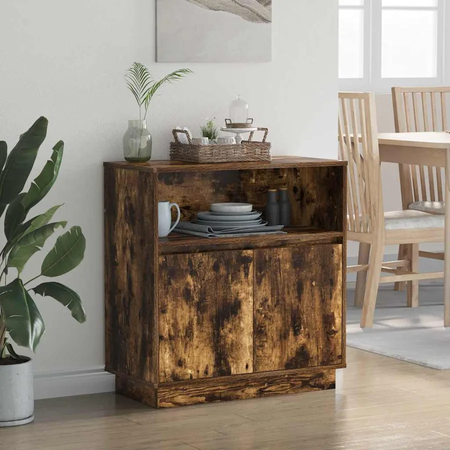 Buffet LED Chêne fumé 71 x 34,5 x 75 cm Bois d'ingénierie - 5