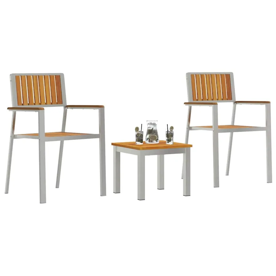 Ensemble de salle à manger pour jardin 3 pcs Marron - 3