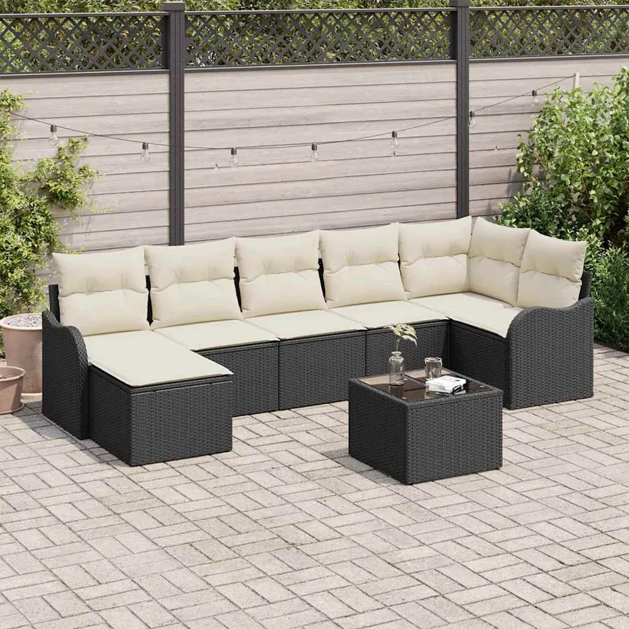 Ensemble de canapé de jardin Noir polyrotin