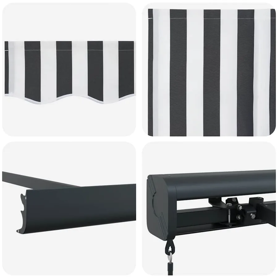 Auvent rétractable anthracite et blanc 4,5x3 m tissu/aluminium - 9