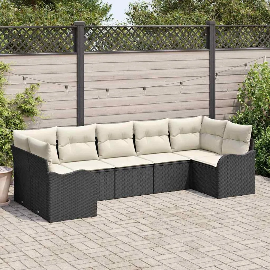 Ensemble de canapé de jardin Noir polyrotin