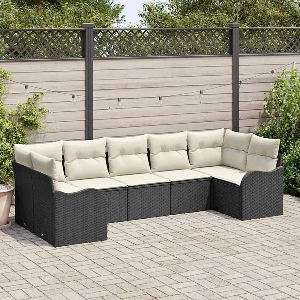 Ensemble de canapé de jardin Noir polyrotin