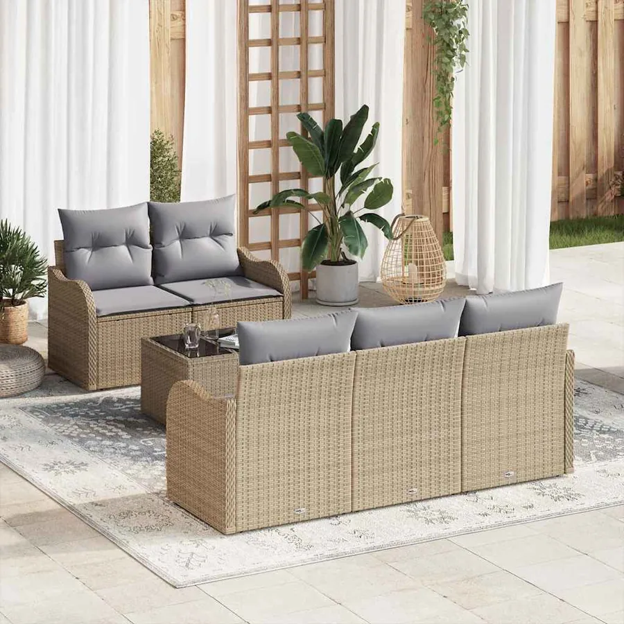 Ensemble de canapé de jardin Beige polyrotin