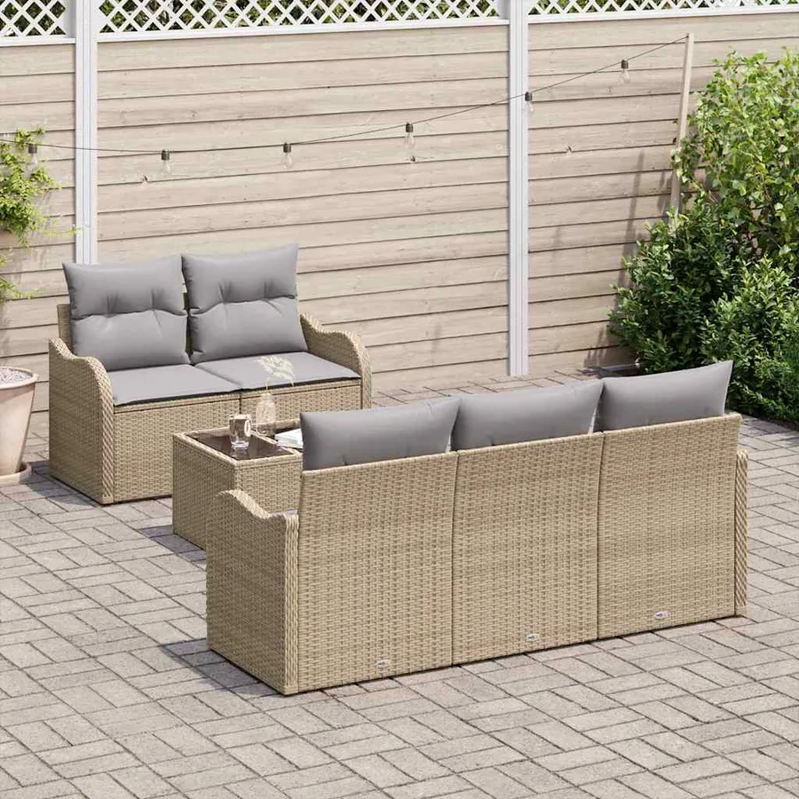 Ensemble de canapé de jardin Beige polyrotin - 3