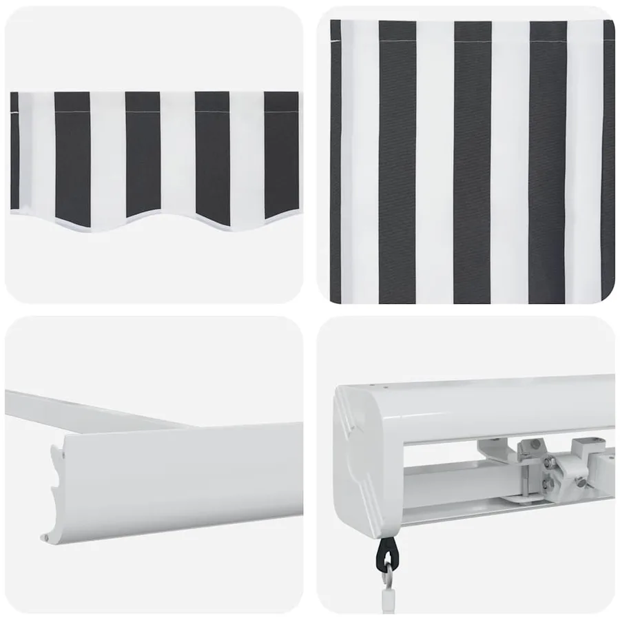 Auvent rétractable anthracite et blanc 5x3 m tissu et aluminium - 9