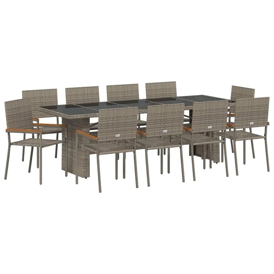 Ensemble de salle à manger pour jardin 11 pcs Gris polyrotin - 2