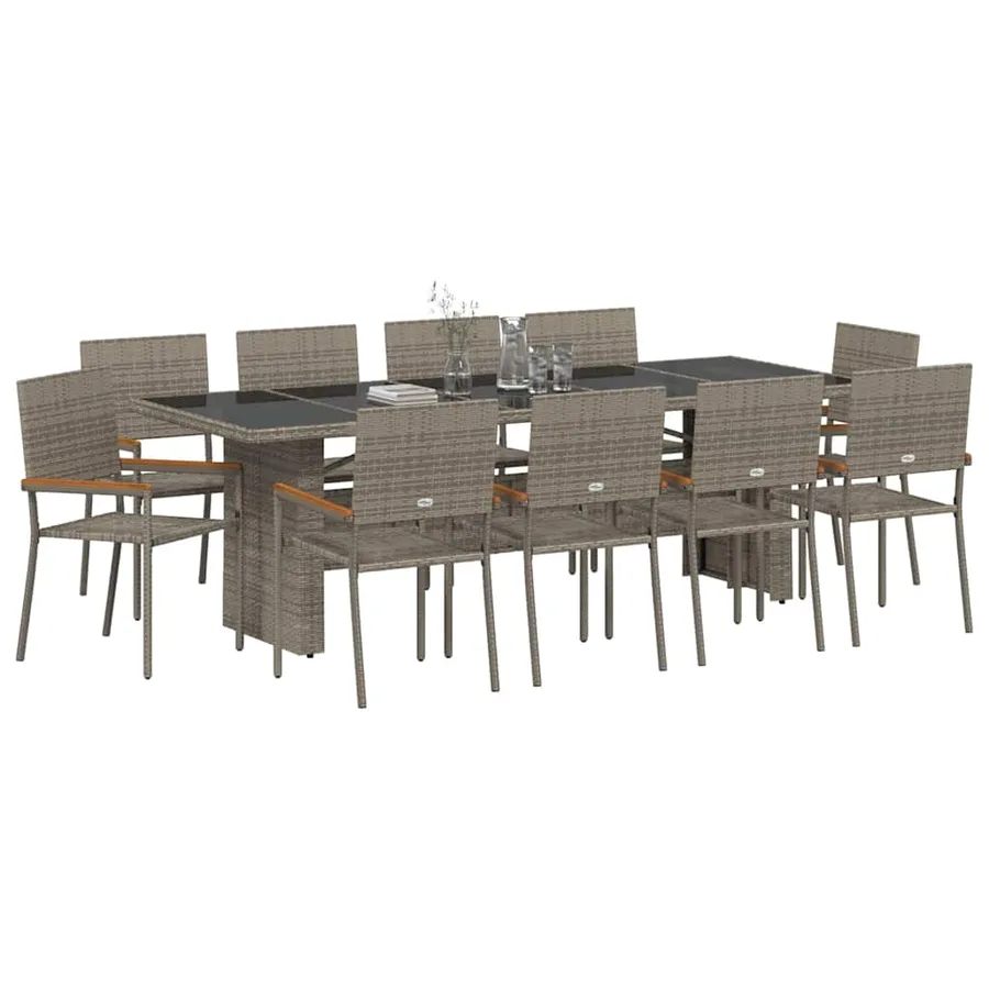 Ensemble de salle à manger pour jardin 11 pcs Gris polyrotin - 3