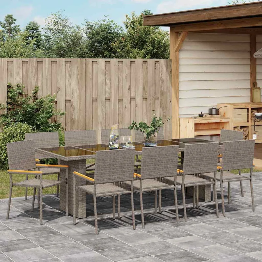 Ensemble de salle à manger pour jardin 11 pcs Gris polyrotin - 4