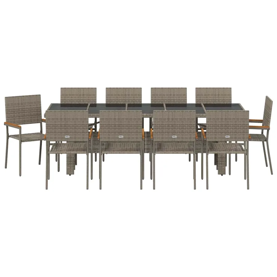 Ensemble de salle à manger pour jardin 11 pcs Gris polyrotin - 7