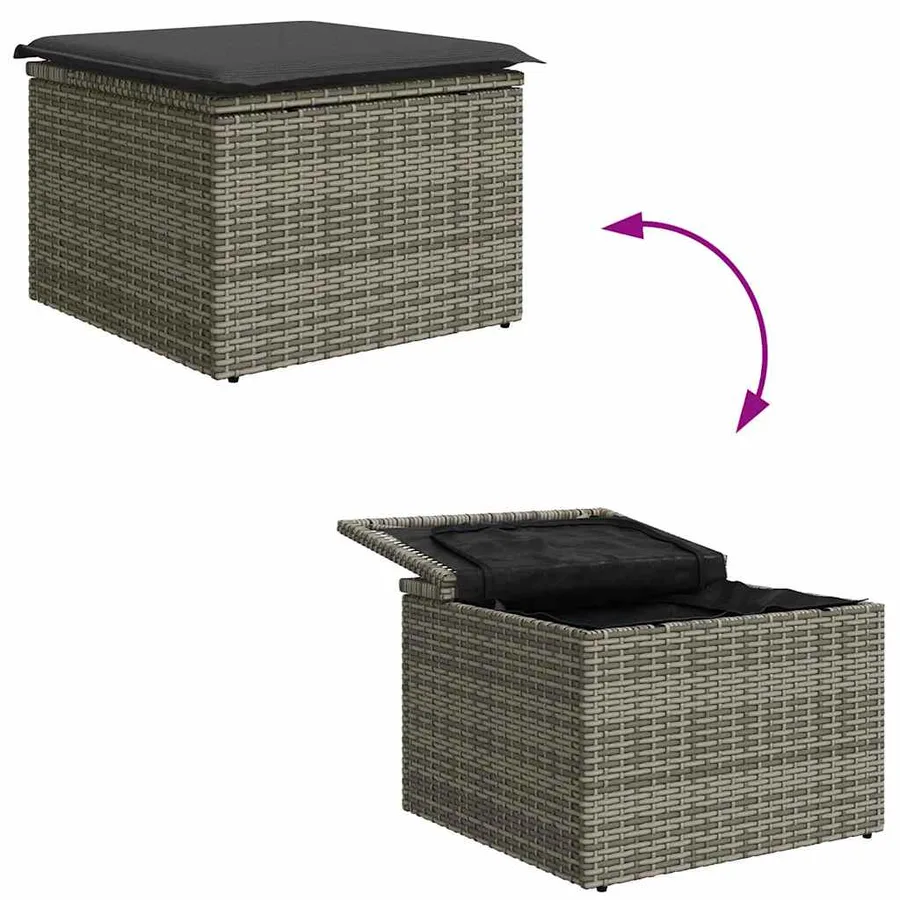 Ensemble de Canapés avec coussin 5 pcs Gris polyrotin - 10