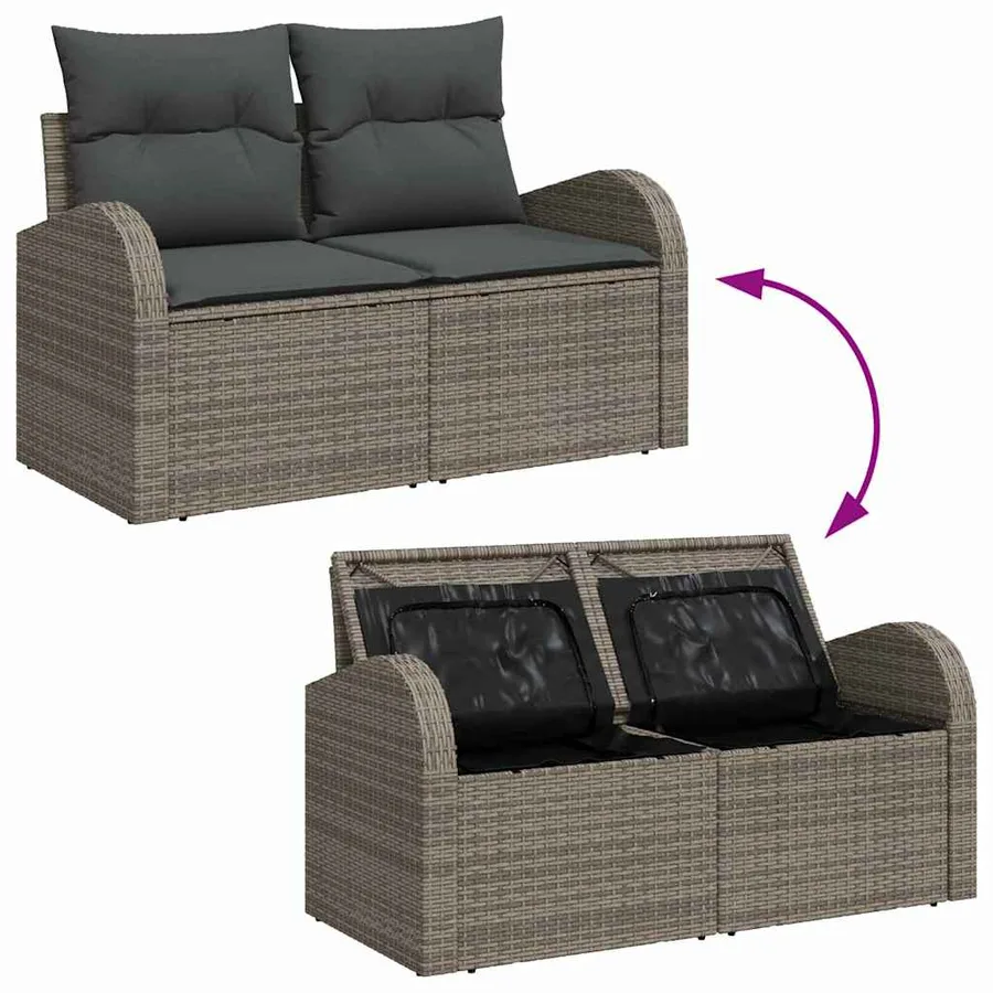Ensemble de Canapés avec coussin 5 pcs Gris polyrotin - 11
