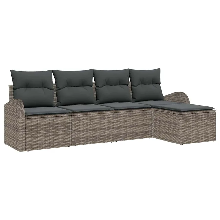 Ensemble de Canapés avec coussin 5 pcs Gris polyrotin - 2