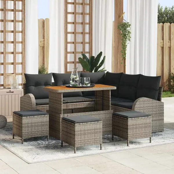 Ensemble de canapé de jardin avec coussin 9 pcs Gris